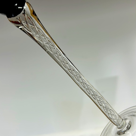 Vintage Iona hand blown set of 4 air-twist ebony crystal tall cordial glasses - Picture 3 of 7